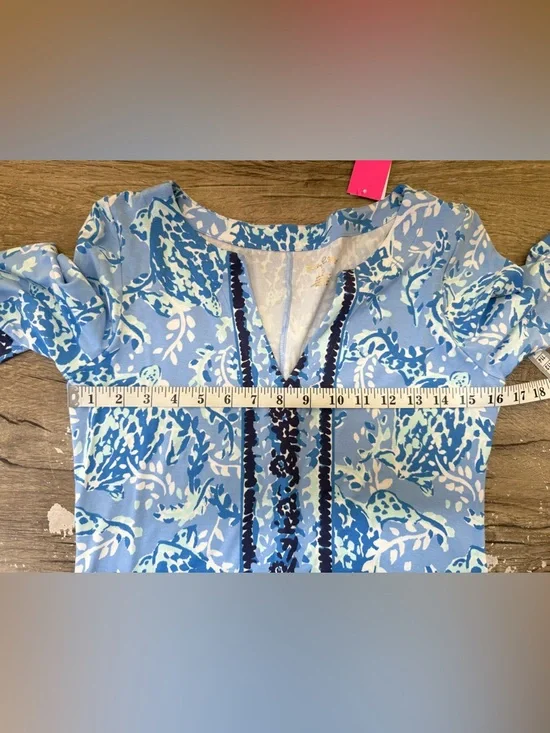 Lilly Pulitzer UPF 50+ FAYE MAXI DRESS Blue Peri Turtley Awesome White S~NWT - Picture 5 of 6